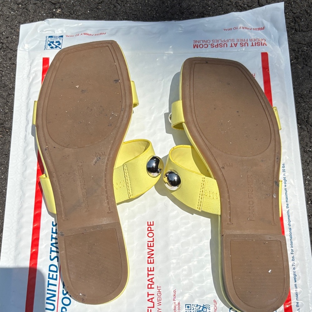 Marc Fisher Yellow silver Studded flat Sandals - Picture 2 of 5